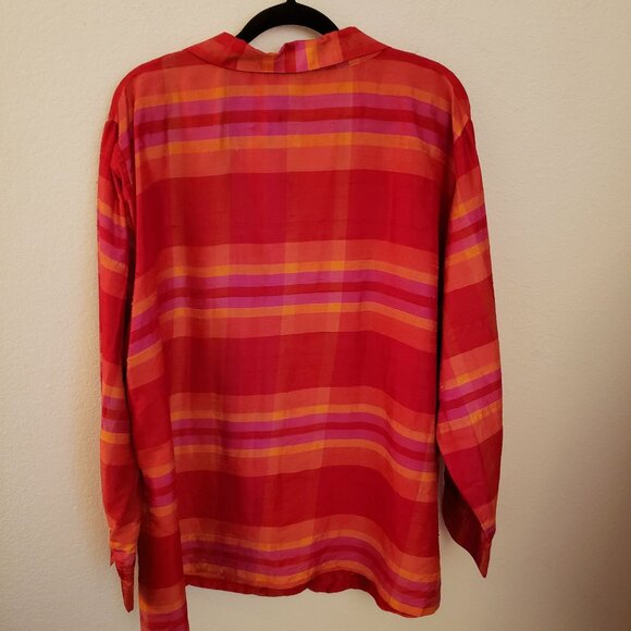 Vintage Avenue 100% Silk Striped Relaxed Fit Tunic Top Size 26/28 - Picture 6 of 11